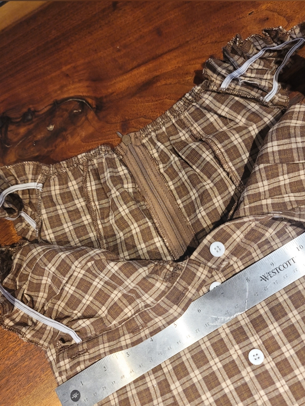 Plaid Button Mini Dress Size Small - Picture 3 of 7